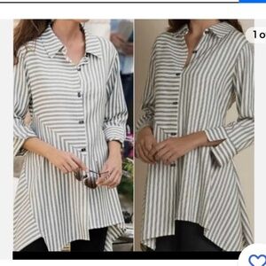❤️ SOFT SURROUNDINGS Standout asymmetrical striped shirt tunic Lagenlook